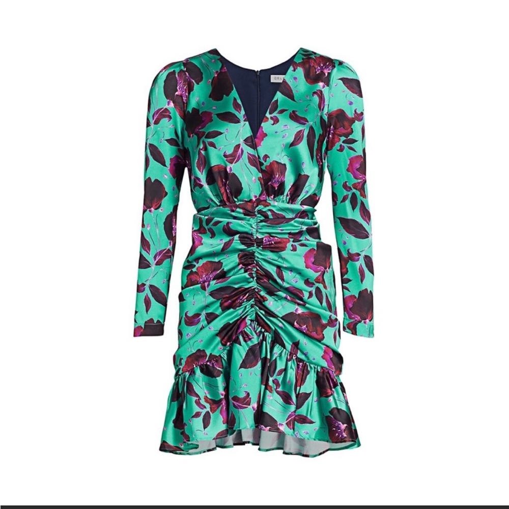 Delfi Collective Women's Isla Floral Ruched Mini Dress size Small